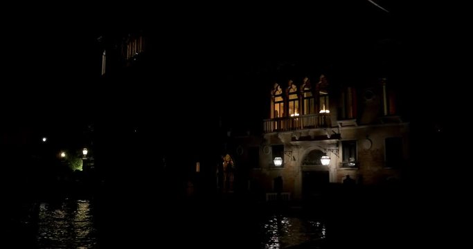 Venice Italy by boat at night