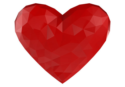 recommend clip art: 3d rendering. low Tri polygon in Red Heart shape isolated on White background with clipping path.