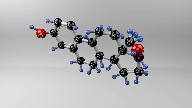 Estradiol molecule. Molecular structure of estradiol female hormone. Steroid. Seamless loop. Alpha channel.
