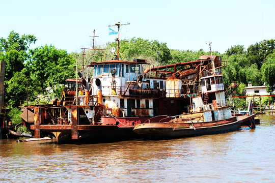 Wrecked Ship in the River