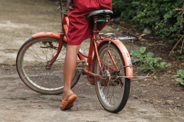 riding a bicycle