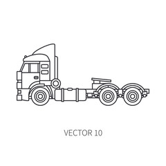 Line vector icon construction machinery truck container. Industrial style. Corporate cargo delivery. Commercial transportation. Building. Business. Engineering. Diesel power. Illustration for design.