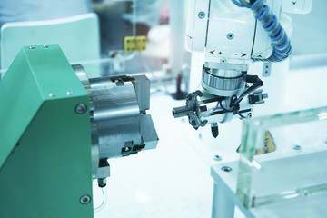 robotic machine tool in industrial manufacture factory,Smart factory industry 4.0 concept.