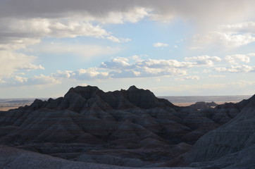 Ominous looking rock formation, because of the cloud cover ... Badlands 