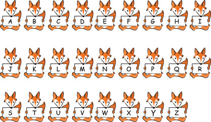 Fototapeta premium cartoon animals hold alphabet set