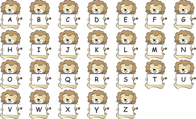 cartoon animals hold alphabet set