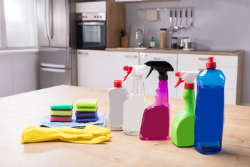 Close-up Of Cleaning Equipments