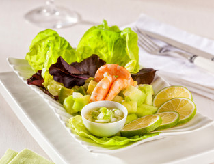 Salad with prawns