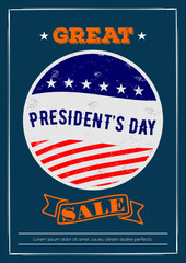 Presidents Day sale banner, poster. Vector illustration