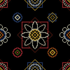 Background cross stitch ornament vector illustration. Seamless pattern.