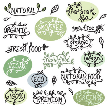 Organic Vegan Fresh Food Calligraphic