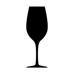 Black Wineglass Silhouette isolated on White Background. Vector