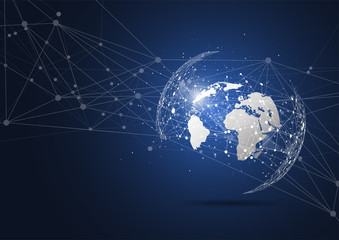 Global network connection. World map point and line composition concept of global business. Vector Illustration