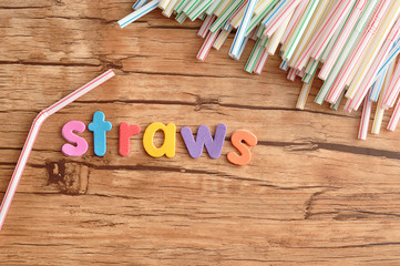 Colorful straws with the word straws