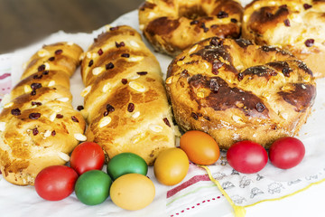 Homemade Sweet Easter Bread and Painted Eggs