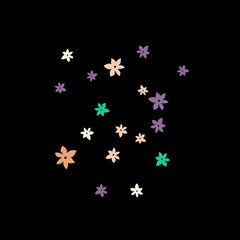 Festive Background with Colorful  flowers. Feminine Pattern for Postcard, Print, Banner or Poster. Small Pretty  flowers For Party Decoration, Wedding, Birthday or Anniversary Invitation. 