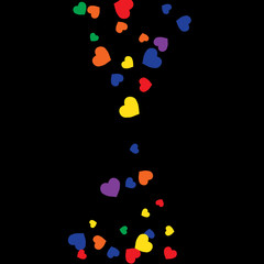 Vector Confetti Background Pattern.  Element of design.  Colored hearts on a black background