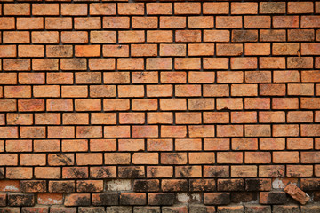 Old Brick wall orange color vintage