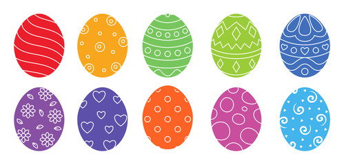 Collection of hand drawn easter ornamental rich decorated colorful eggs