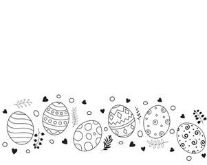 Doodle of easter eggs set collection on white background