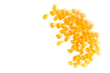 Cod liver oil capsules on the white background 