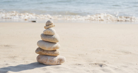 Fototapeta na wymiar Zen stones on beach