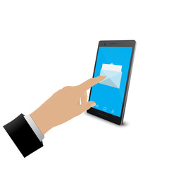 Hand of businessman checking email on a smartphone, vector eps10