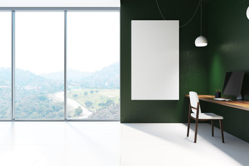 Green office interior, poster