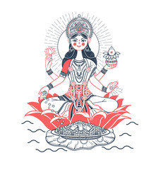 Icon godess Laxmi lotus