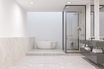 White bathroom with a shower