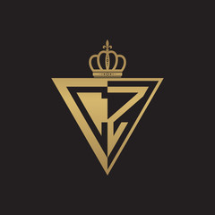 initial two letter half logo triangle gold - obrazy, fototapety, plakaty