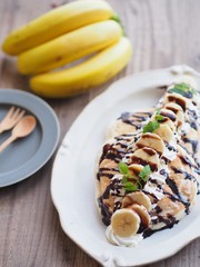 チョコバナナ スフレパンケーキ