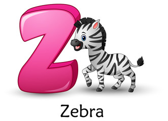 Fototapeta na wymiar Letter Z is for Zebra cartoon alphabet