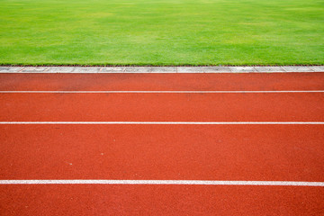 red running track for background.