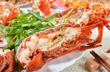 Delicious Chinese cuisine - Steamed prawns 