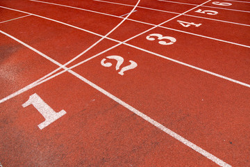 red running track for background.