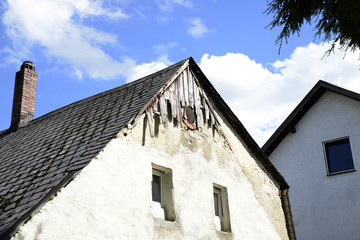 country house germany summer architecture architecture nature blue sky flowers building plaster photo