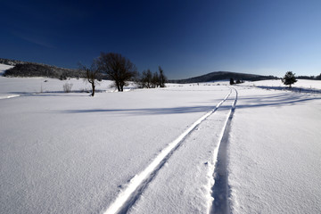 Obraz premium Winter landscape, Beskid Niski, Poland