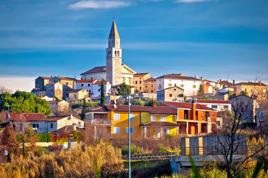 Town of Visnjan on green istrian hill view