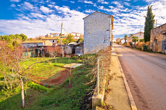 Town of Visnjan on green istrian hill view