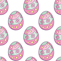 Fototapeta na wymiar Colorful seamless pattern with hand-drawn Easter eggs. Vector background in doodle style.