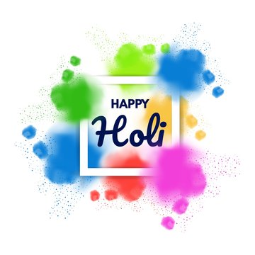 Design background with Realistic  Holi, Festival of colors powder. Vector illustration.