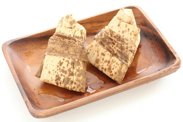 Chinese food, steamed sticy rice dumpling in leaf