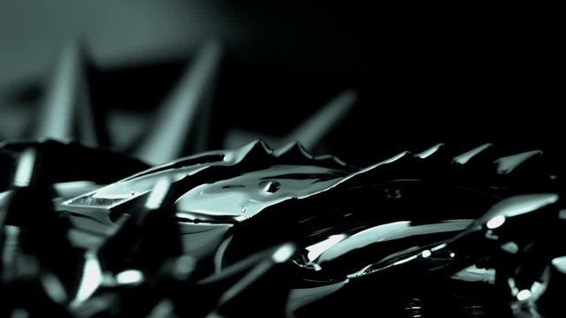 Ferrofluid. Black liquid surface. Abstract object.

