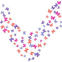 Spring Background with Colorful Butterflies. Simple Feminine Pattern for Card, Invitation, Print. Trendy Decoration with Beautiful Butterfly Silhouettes. Vector Background with Moth