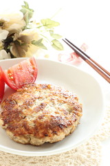 Homamade tofu patty with tomato