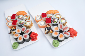 sushi set on the white background