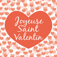 Joyeuse saint Valentin. Carte de voeux vectorielle tons rouges.