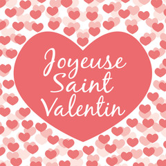 Joyeuse saint Valentin. Carte de vœux vectorielle tons rouge rose.