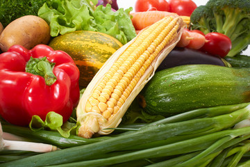 fresh vegetables on white